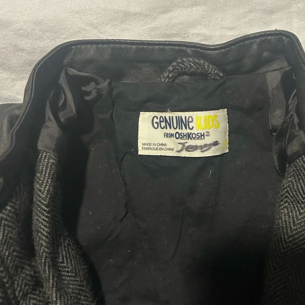 EUC OshKosh Kid Long-sleeve Wool and Faux Leather Jacket - No Size Tag